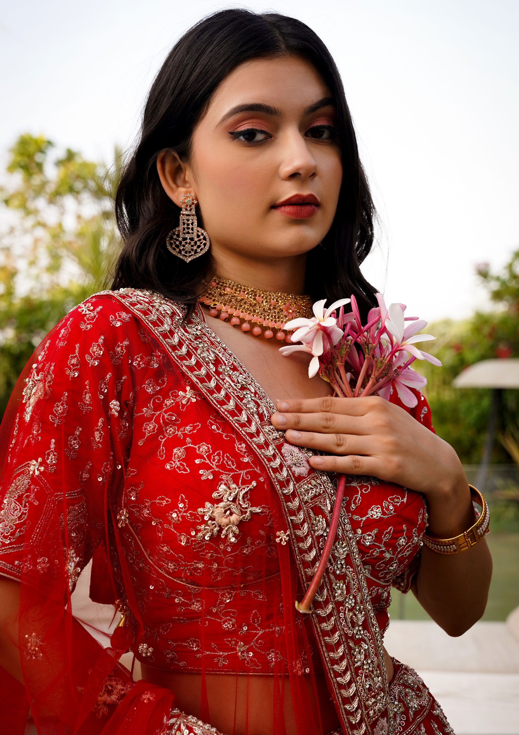 Exclusive Bridal Hand Work Red Color Lehenga