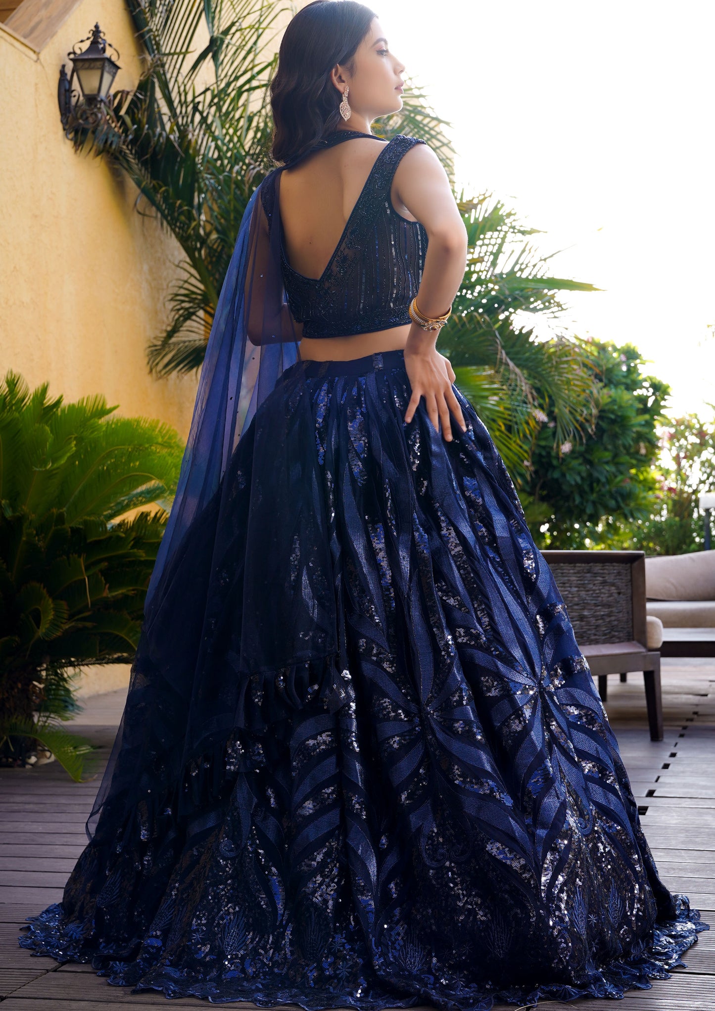 Blue Color Net Sequins Work Designer Lehenga Choli