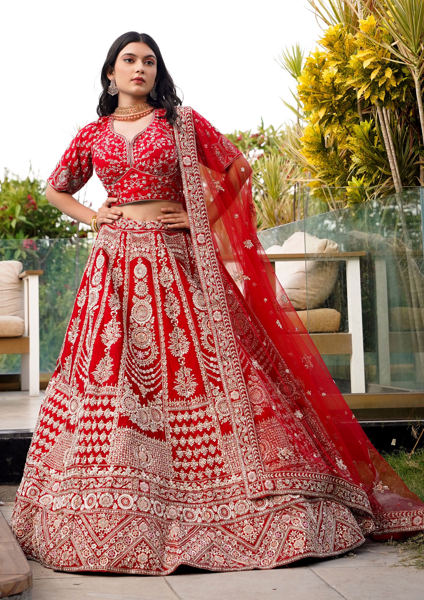 Exclusive Bridal Hand Work Red Color Lehenga