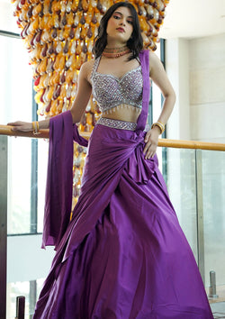 Fancy Purple Color Crepe Silk Lehenga Choli