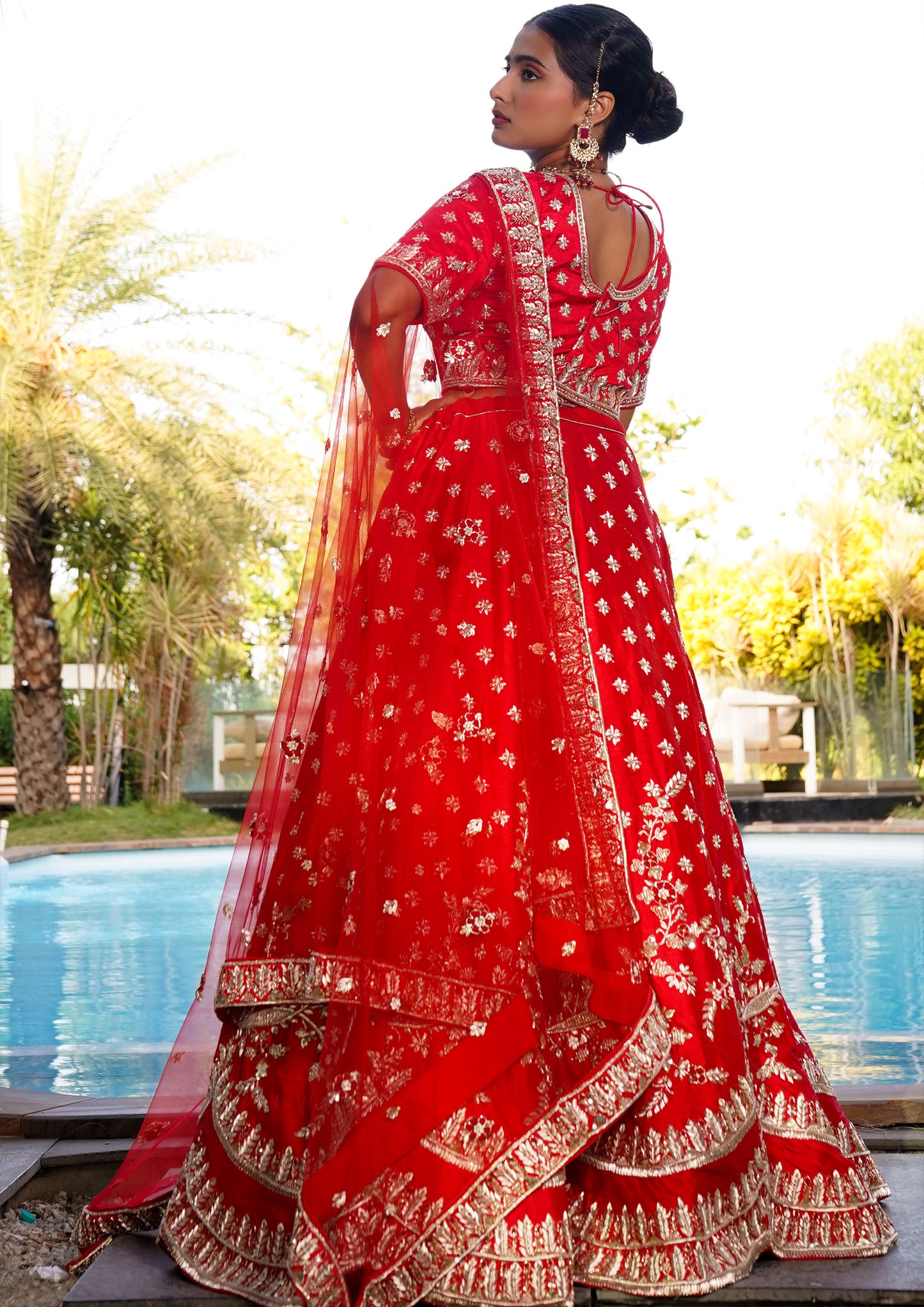 Adorable Red Color Raw Silk Hand Work Bridal Lehenga Choli