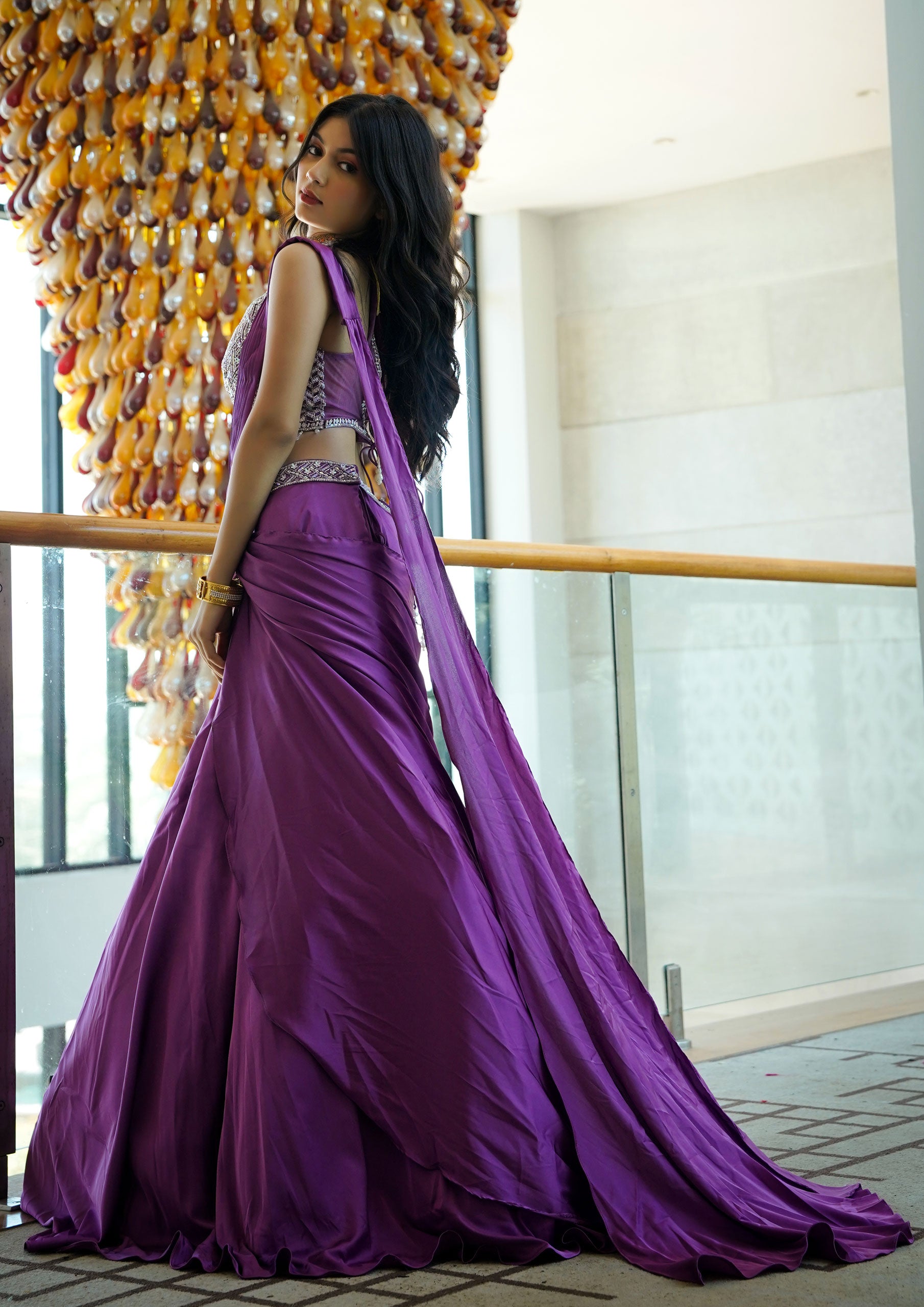 Fancy Purple Color Crepe Silk Lehenga Choli