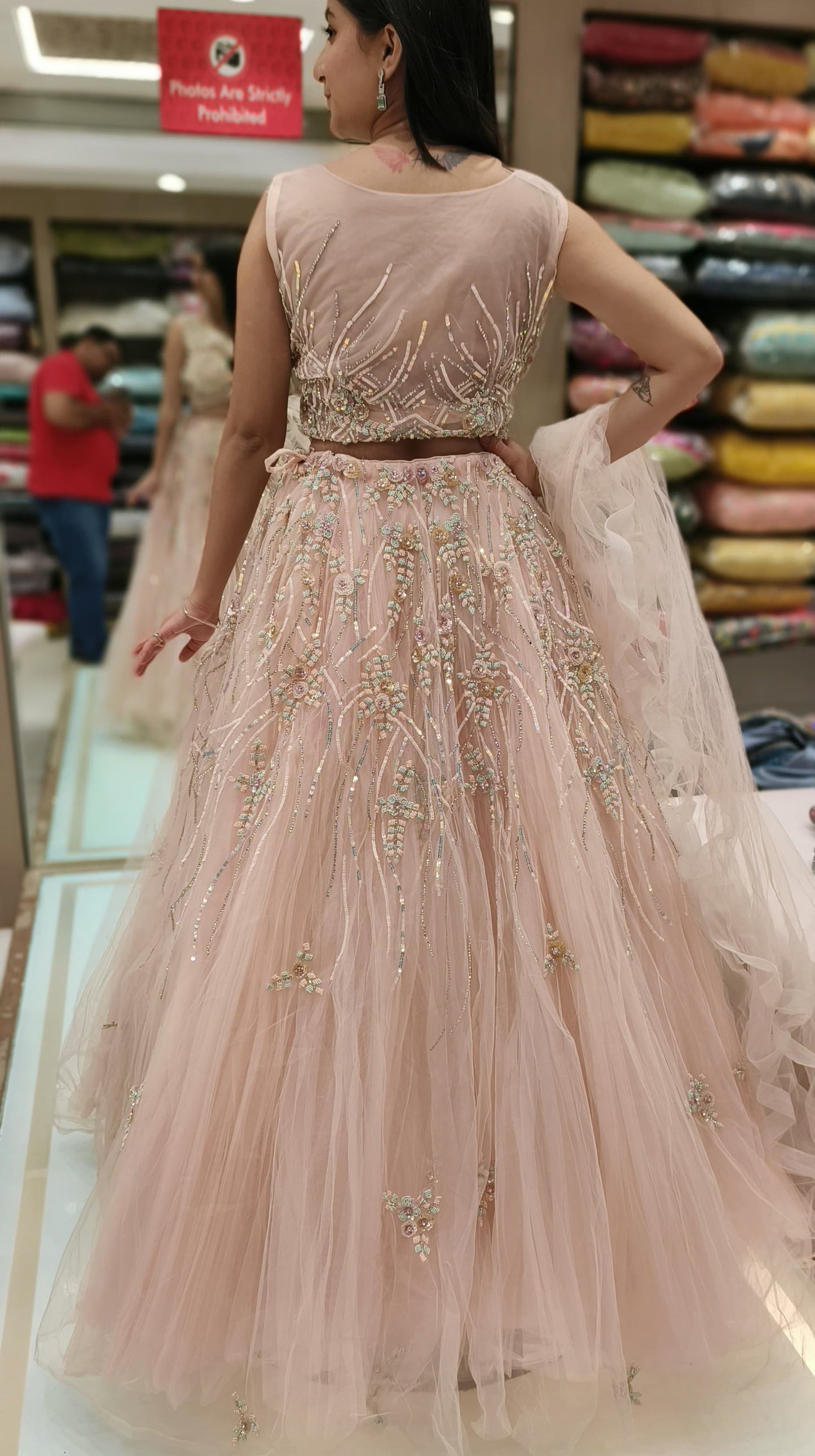 Baby Pink Color Net Hand Color Fancy Lehenga Choli