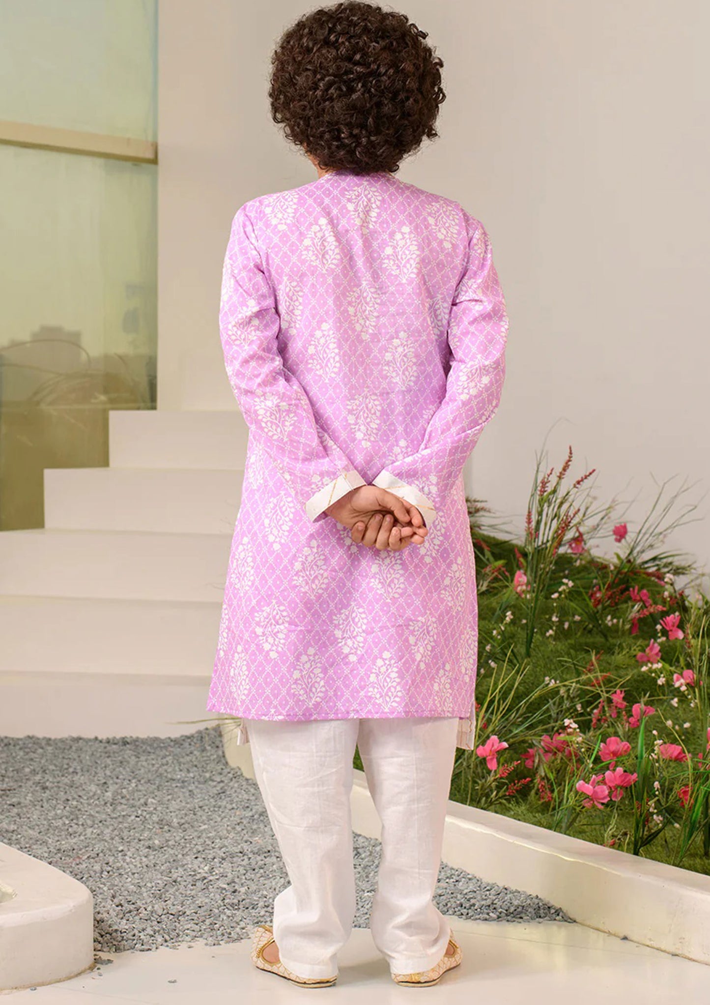 Purple Color Cotton Motifs Printed Kurta Pajama