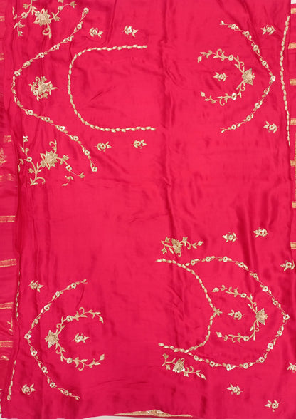 Red Color Gajji Silk Hand Work Bandhani Saree