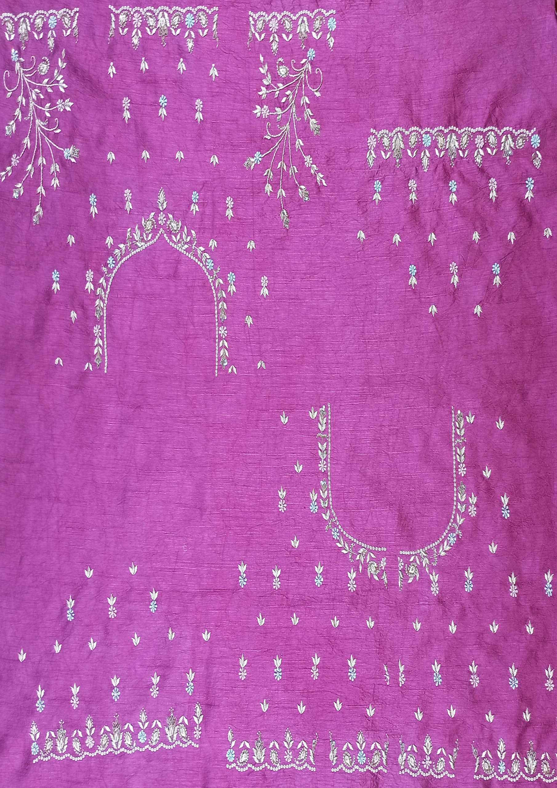 Magenta Color Hand Work Raw Silk Bridal Lehenga