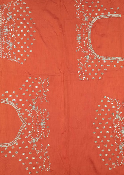 Orange Color Hand Work Raw Silk Bridal Lehenga