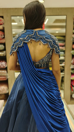 Royal Blue Color Organza Sequins Work Fancy Lehenga Choli