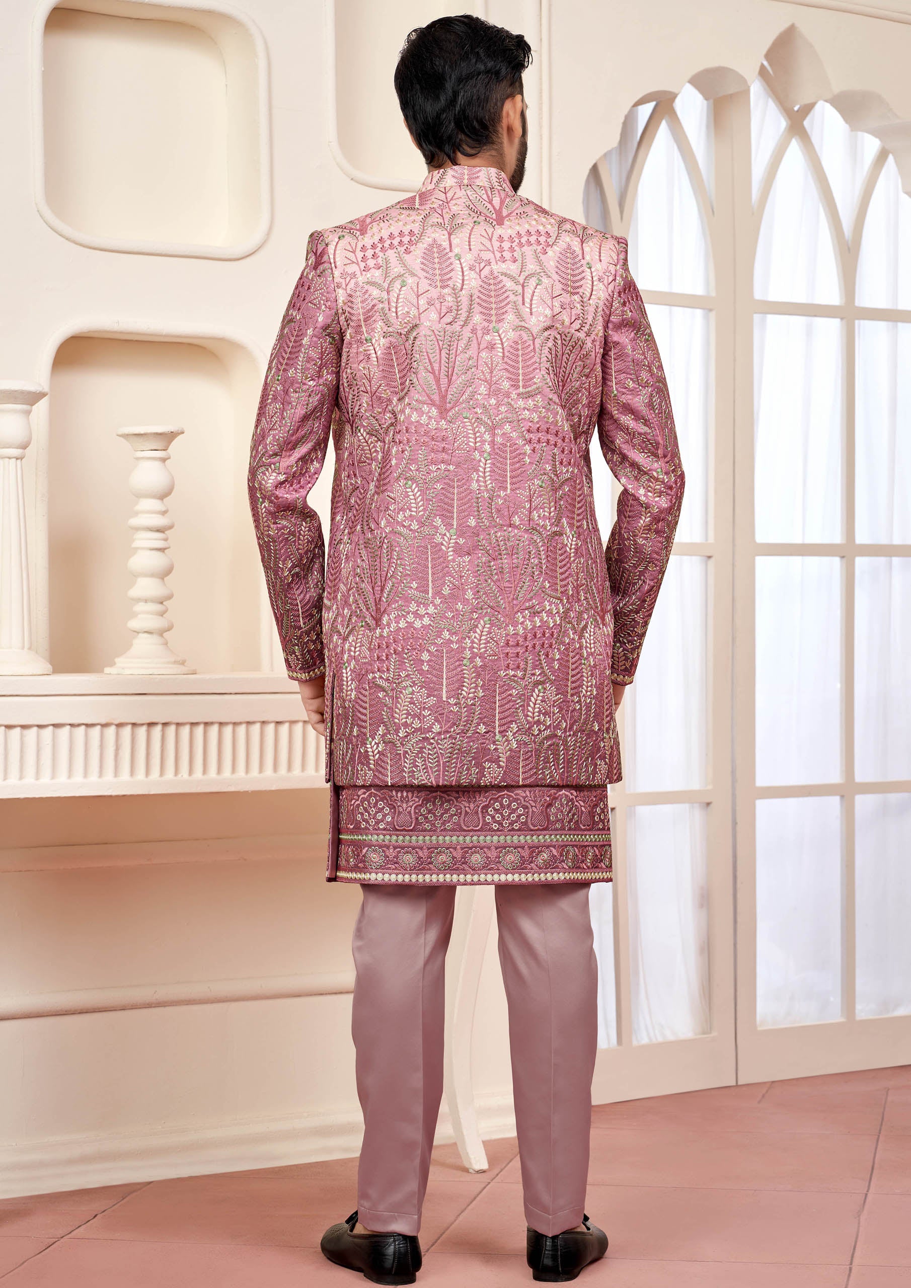 Pink Color Indo Western For Men