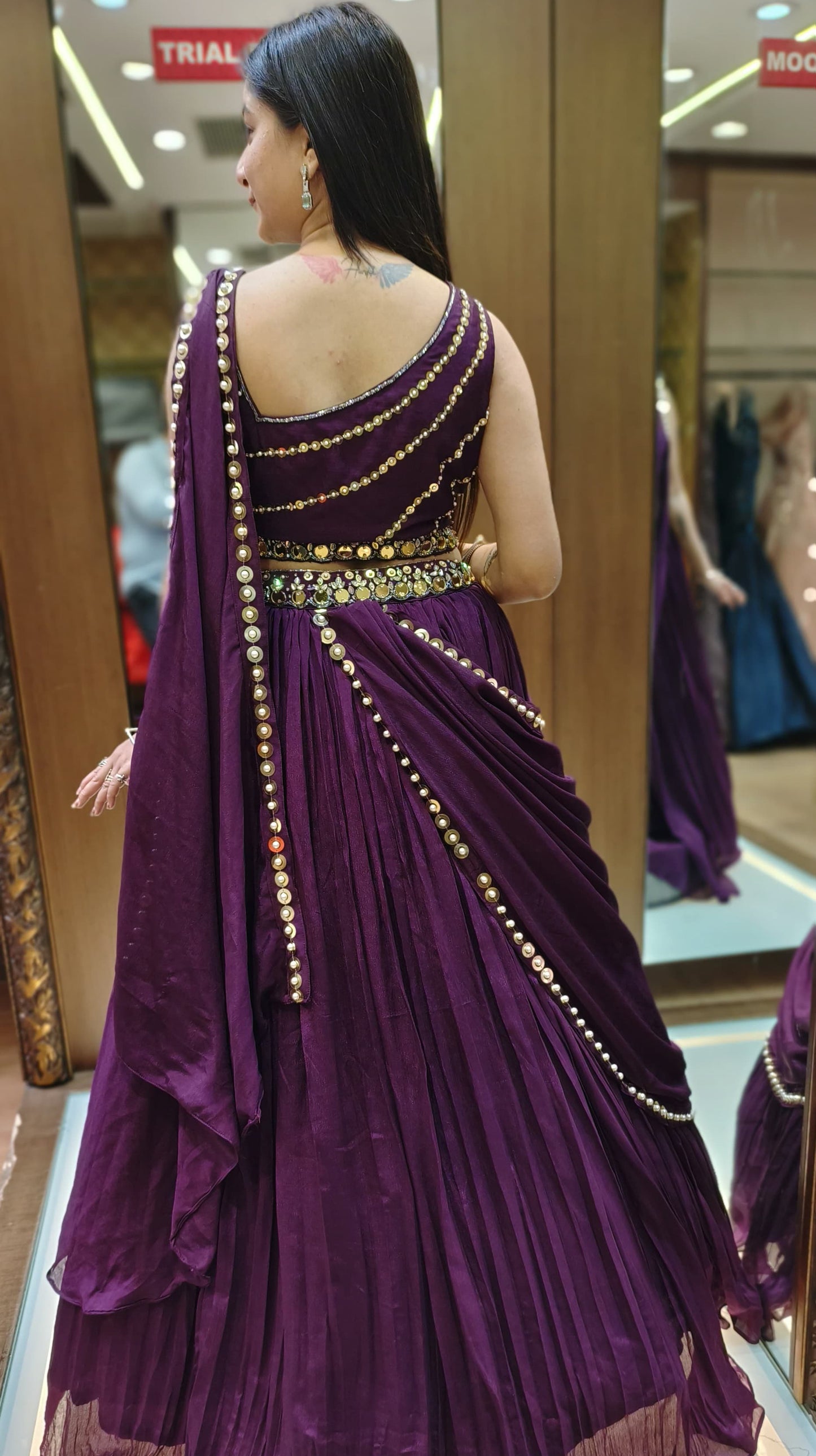 Purple Color Chinnon Hand Work Designer Lehenga Choli