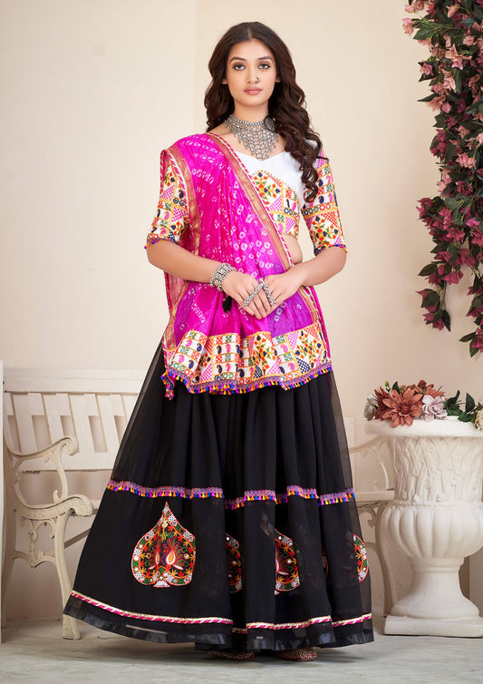 Black Color Georgette Embroidered Navratri special Chaniya Choli