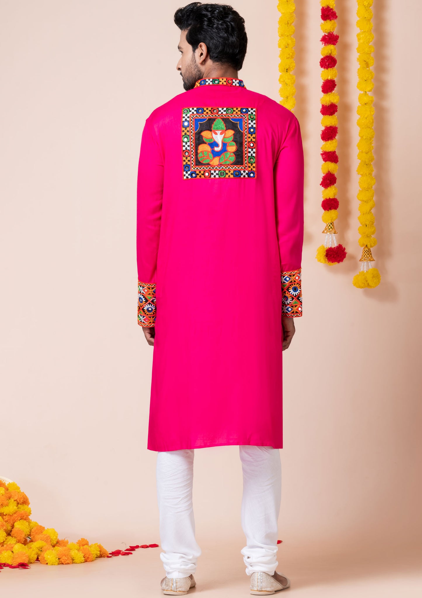 Pink Color Heavy Rayon Embroidered Navratri Kurta Pajama