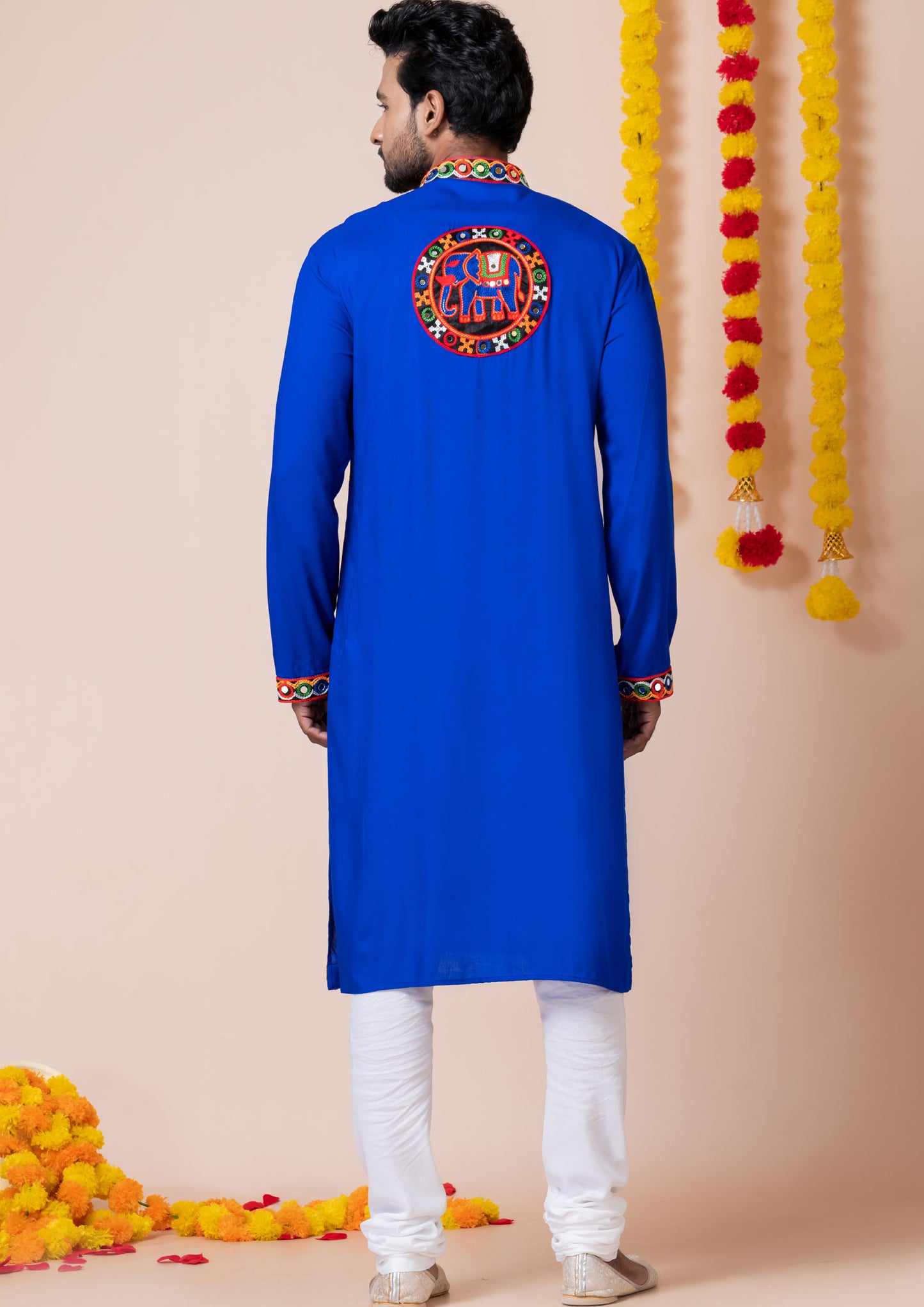 Blue Color Heavy Rayon Embroidered Navratri Kurta Pajama