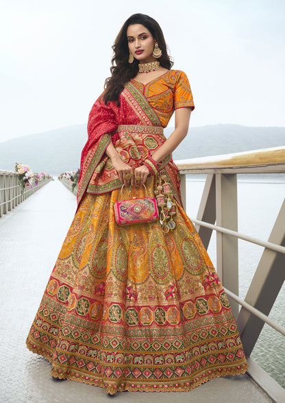 Yellow Color Banarasi Silk Zarkan Work Lehenga Choli