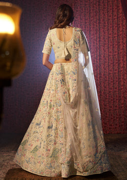 White Color Georgette Thread Work Wedding Wear Lehenga