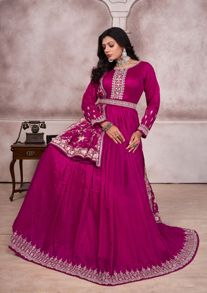 Stunning pink anarkali suit featuring intricate embroidery, a must-have for celebrations.