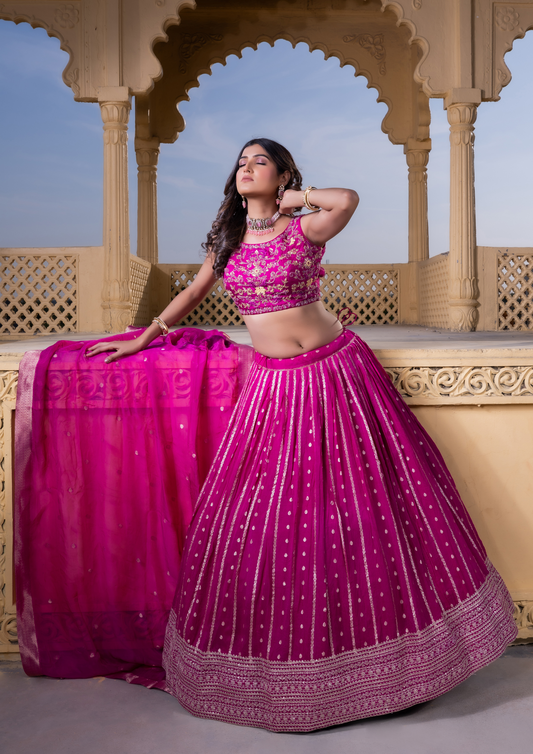 Magenta Pink Color Chiffon Readymade Lehenga Choli