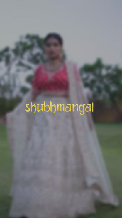 Off White Color Raw Silk Hand Work Bridal Lehenga